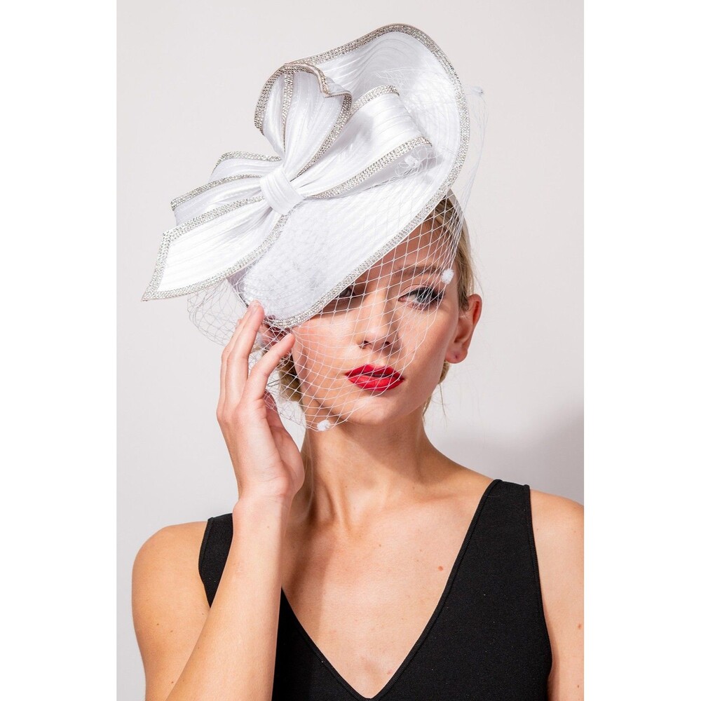 Ribbon Polka Dot Mesh Fascinator W Headband - Diona J